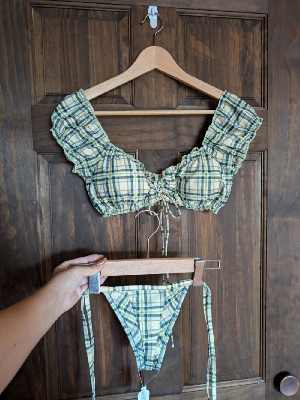 Green Plaid Top and bottom (set) - ECO HOAKA Swimwear